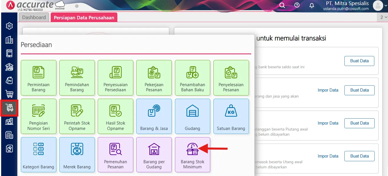 1 Mencatat pembelian barang sesuai stok minimum persediaan